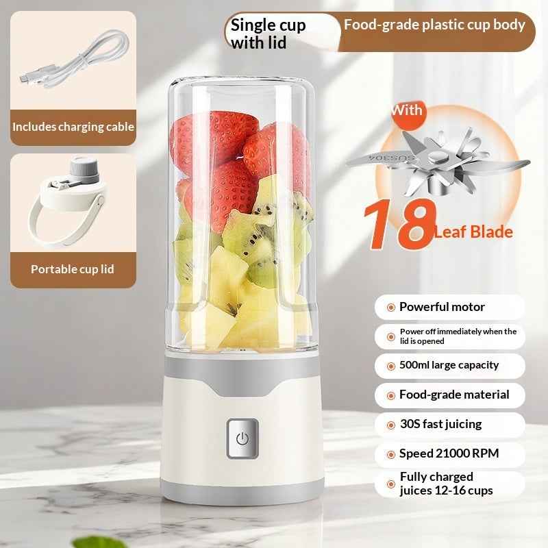 Multifunctional Rechargeable Electric USB Juicer Cup Double Cup Handheld Mixer Cup 500 ML Blending Juice Cup Outdoor