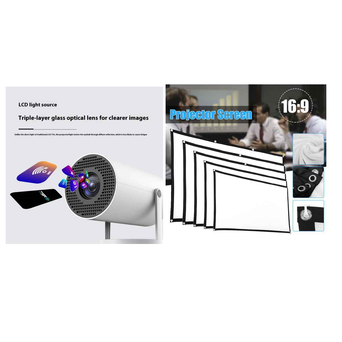 Portable Projector Small Straight Projector For Home Use 180 Degrees Projection Angle Automatic Focus Home Video Projector